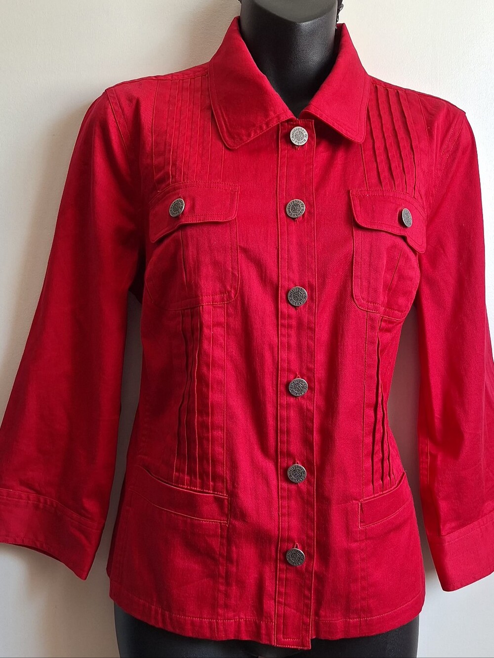 Vintage Christopher & Banks red "barn-style" jacket stretch  with front buttons
